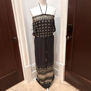 Calypso St Barth maxi dress NWT great condition navy with gold beads SZ M